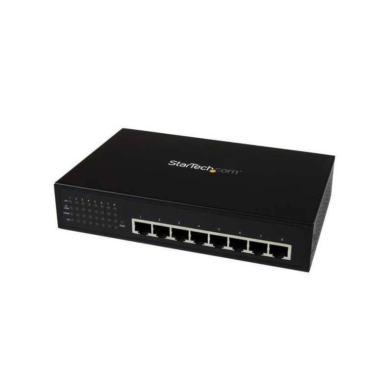 8 Port Unmanaged Industrial Gigabit Power over Ethernet Switch - 802.3af/at PoE+ Switch - Wall Mountable