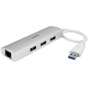 StarTech.com 3-Port Portable USB 3.0 Hub plus Gigabit Ethernet - Built-In Cable