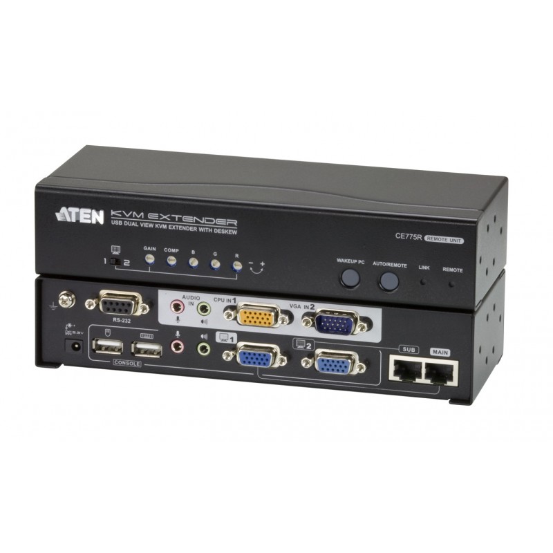 Aten CE775 USB Dual View KVM Extender with Deskew