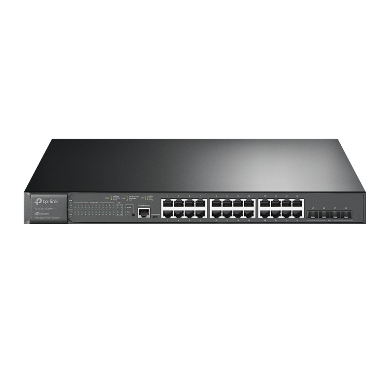 TP-LINK JetStream 24-Port Gigabit and 4-Port 10GE SFP+ L2+ Managed Switch with 24-Port PoE+